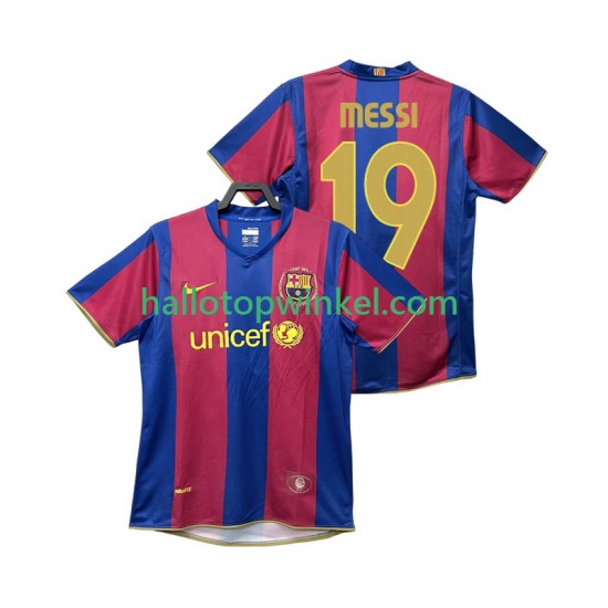 FC Barcelona Voetbalshirt Lionel Messi 19 2007 Retro Heren Thuis Tenue 2008 Korte Mouw