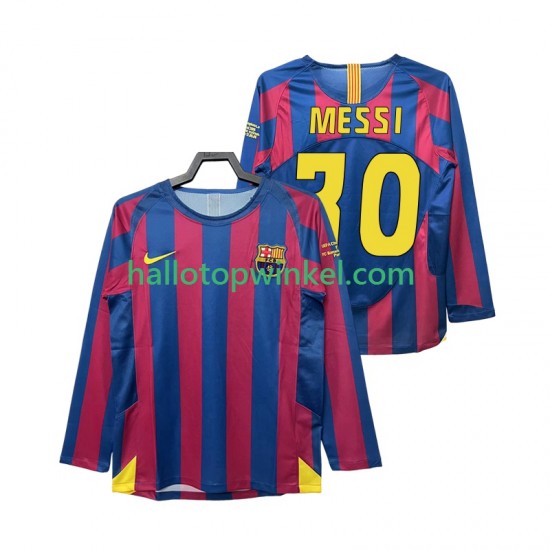 FC Barcelona Voetbalshirt Lionel Messi 30 Champions League 2005 Retro Heren Thuis Tenue 2006 Lange Mouw