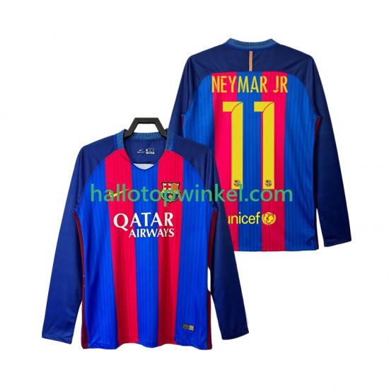 FC Barcelona Voetbalshirt Neymar JR 11 2016 2017 Retro Heren Thuis Tenue Lange Mouw