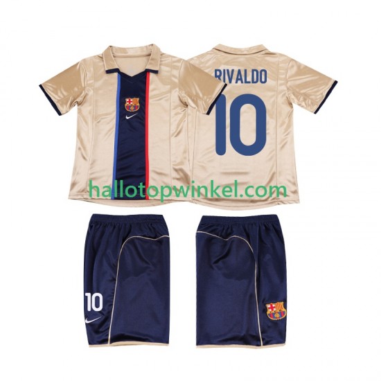 FC Barcelona Voetbalshirt RIVALDO 10 2001 2002 Retro Kleuters/Kids Uit Tenue Korte Mouw
