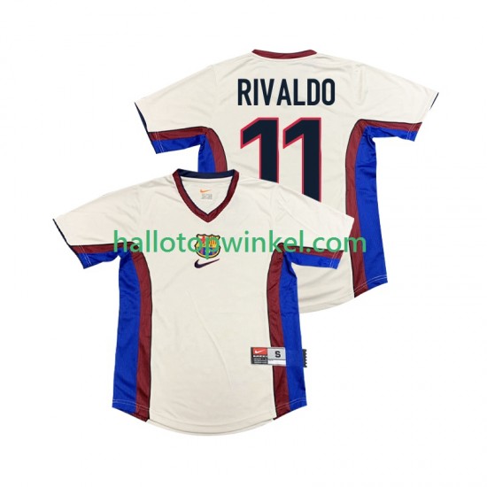 FC Barcelona Voetbalshirt RIVALDO 11 1998 Retro Heren Uit Tenue 1999 Korte Mouw
