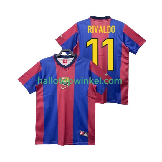FC Barcelona Voetbalshirt RIVALDO 11 1998 Retro Heren Thuis Tenue 1999 Korte Mouw
