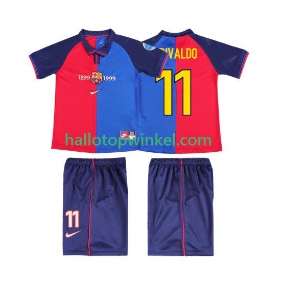FC Barcelona Voetbalshirt RIVALDO 11 2000 Retro Kleuters/Kids Thuis Tenue 1999 Korte Mouw