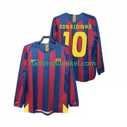 FC Barcelona Voetbalshirt RONALDINHO 10 2005 Retro Heren Thuis Tenue 2006 Lange Mouw