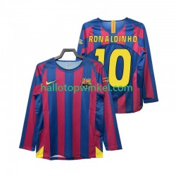 FC Barcelona Voetbalshirt RONALDINHO 10 Champions League 2005 Retro Heren Thuis Tenue 2006 Lange Mouw