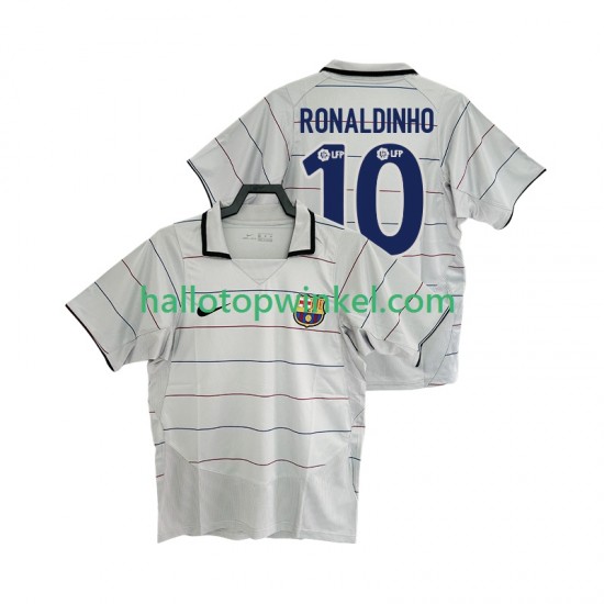 FC Barcelona Voetbalshirt RONALDINHO 10 2003 Retro Heren Uit Tenue 2004 Korte Mouw