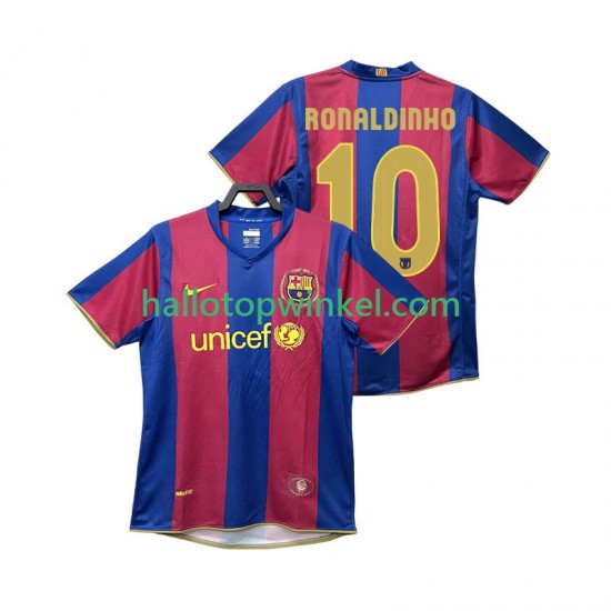 FC Barcelona Voetbalshirt RONALDINHO 10 2007 Retro Heren Thuis Tenue 2008 Korte Mouw