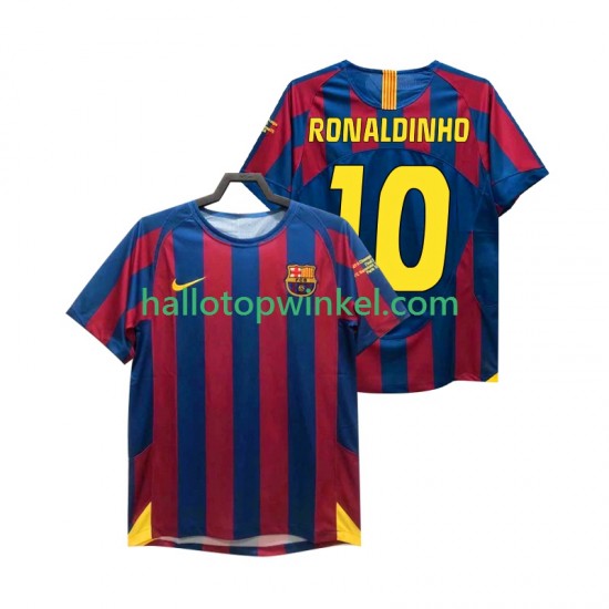 FC Barcelona Voetbalshirt RONALDINHO 10 Champions League 2005 Retro Heren Thuis Tenue 2006 Korte Mouw