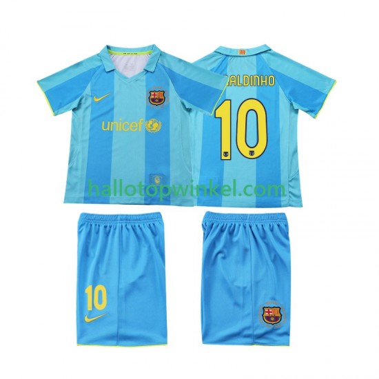 FC Barcelona Voetbalshirt RONALDINHO 10 2007 Retro Kleuters/Kids Uit Tenue 2008 Korte Mouw