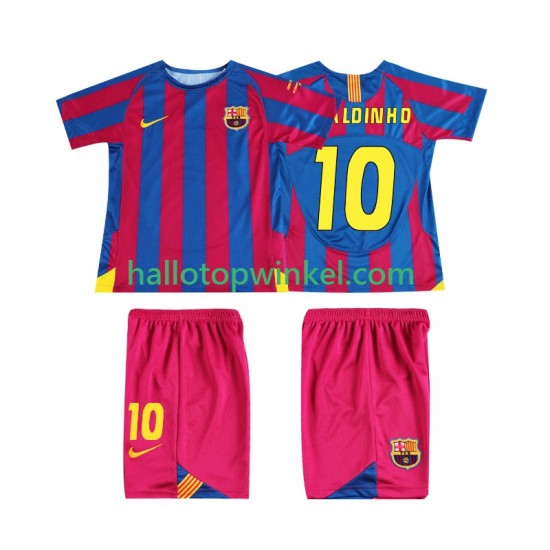 FC Barcelona Voetbalshirt RONALDINHO 10 Champions League 2005 Retro Kleuters/Kids Thuis Tenue 2006 Korte Mouw