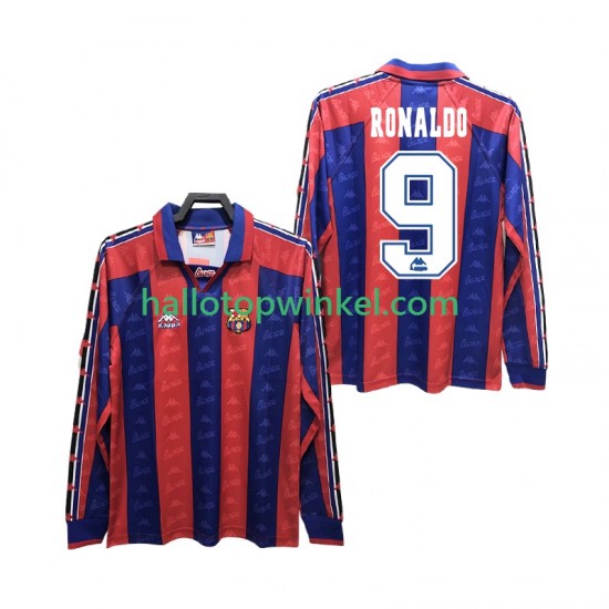 FC Barcelona Voetbalshirt RONALDO 9 1996 1997 Retro Heren Thuis Tenue Lange Mouw