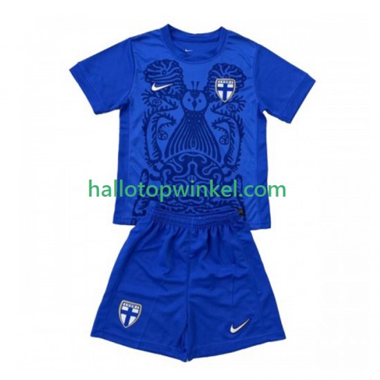 Finland Voetbalshirt Kleuters/Kids Uit Tenue 2025 Korte Mouw