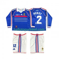 Frankrijk Voetbalshirt Henry 12 1998 Retro Kleuters/Kids Thuis Tenue Lange Mouw