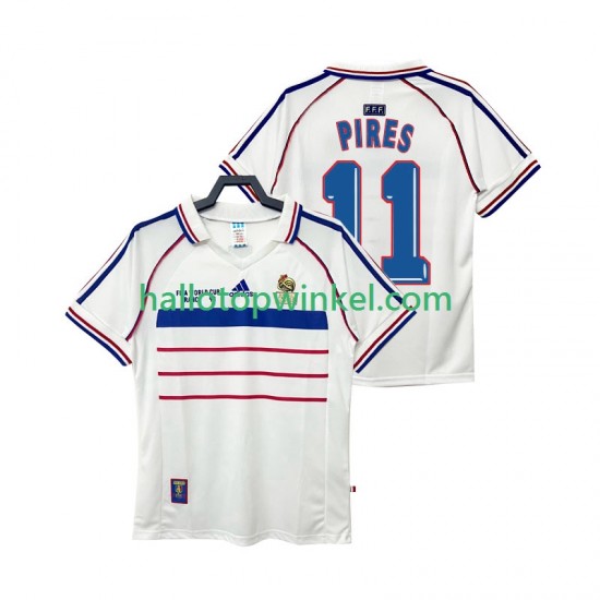 Frankrijk Voetbalshirt PIRES 11 1998 Retro Heren Uit Tenue Korte Mouw