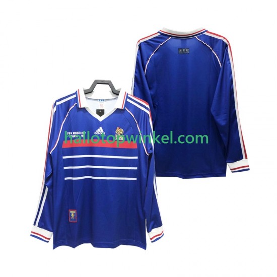 Frankrijk Voetbalshirt 1998 Retro Heren Thuis Tenue Lange Mouw