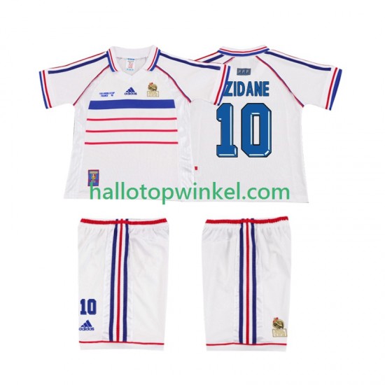 Frankrijk Voetbalshirt ZIDANE 10 1998 Retro Kleuters/Kids Uit Tenue Korte Mouw