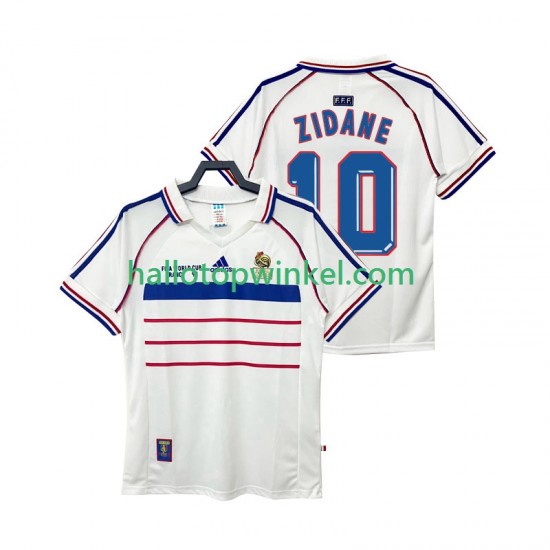 Frankrijk Voetbalshirt ZIDANE 10 1998 Retro Heren Uit Tenue Korte Mouw