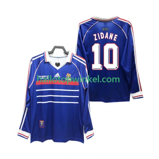 Frankrijk Voetbalshirt ZIDANE 10 1998 Retro Heren Thuis Tenue Lange Mouw