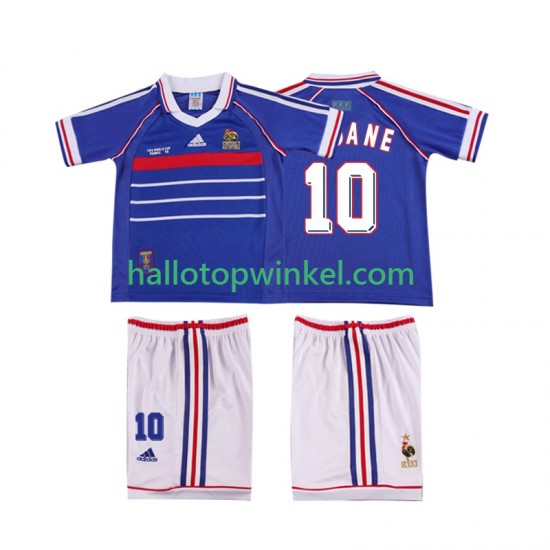 Frankrijk Voetbalshirt ZINANE 10 1998 Retro Kleuters/Kids Thuis Tenue Korte Mouw