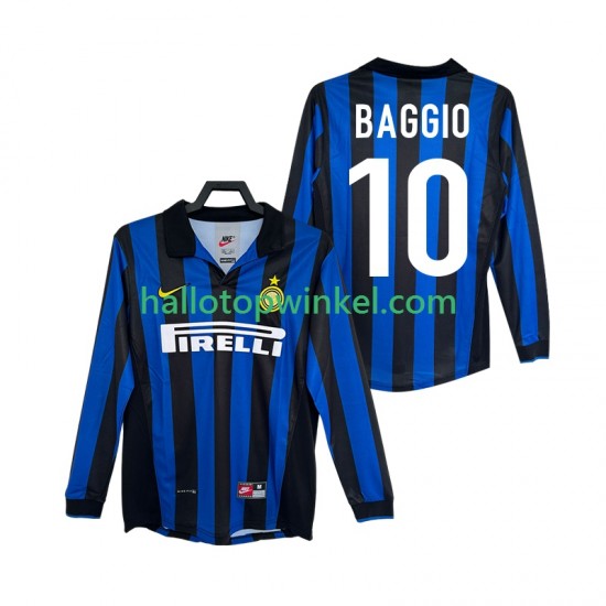Inter Milan Voetbalshirt BAGGIO 10 1998 Retro Heren Thuis Tenue 1999 Lange Mouw