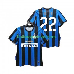 Inter Milan Voetbalshirt MILITO 22 2009 Retro Heren Thuis Tenue 2010 Korte Mouw