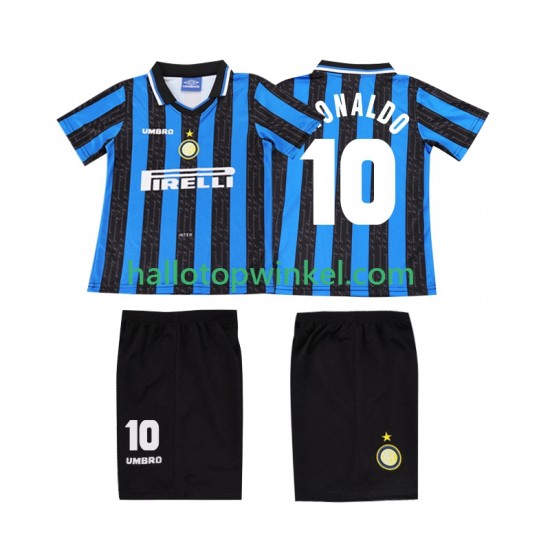 Inter Milan Voetbalshirt Ronaldo 10 1997 1998 Retro Kleuters/Kids Thuis Tenue Korte Mouw