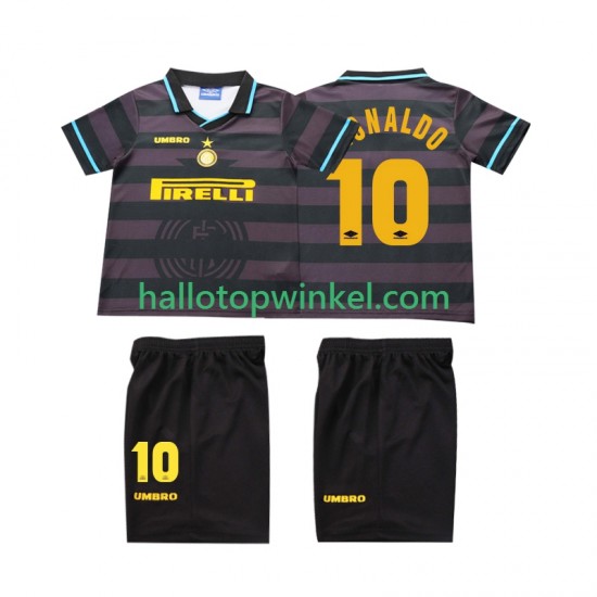 Inter Milan Voetbalshirt Ronaldo 10 1997 1998 Retro Kleuters/Kids Derde Tenue Korte Mouw