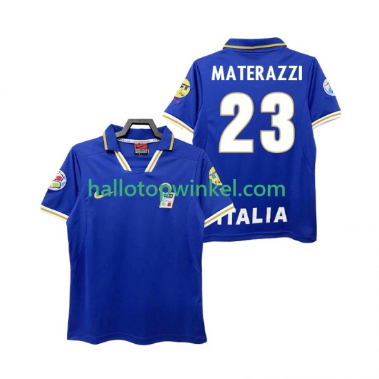 Italië Voetbalshirt MATERAZZI 23 1996 Retro Heren Thuis Tenue Korte Mouw