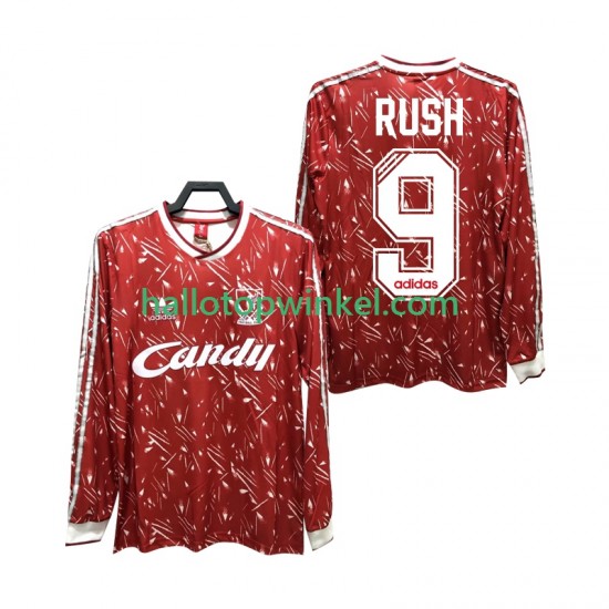 Liverpool Voetbalshirt Rush 9 1989 1991 Retro Heren Thuis Tenue Lange Mouw