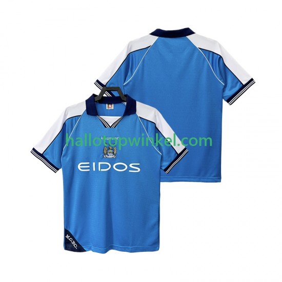 Manchester City Voetbalshirt 2001 Retro Heren Thuis Tenue 1999 Korte Mouw
