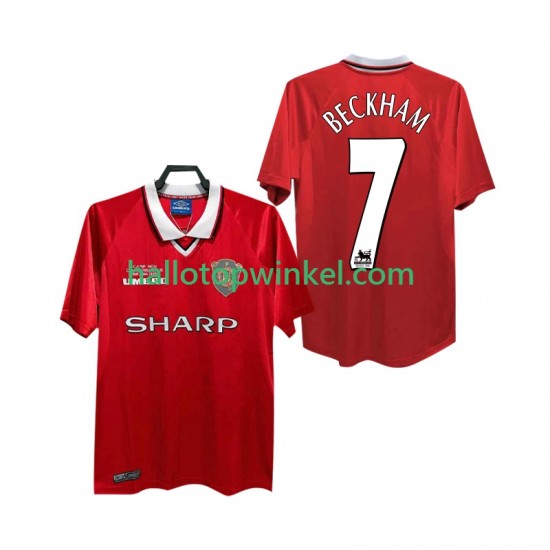 Manchester United Voetbalshirt BECKHAM 7 2000 Retro Heren Thuis Tenue 1999 Korte Mouw