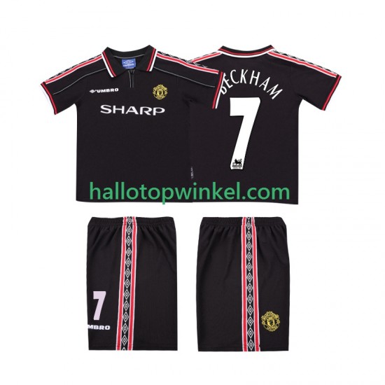 Manchester United Voetbalshirt Beckham 7 1998 Retro Kleuters/Kids Uit Tenue 1999 Korte Mouw