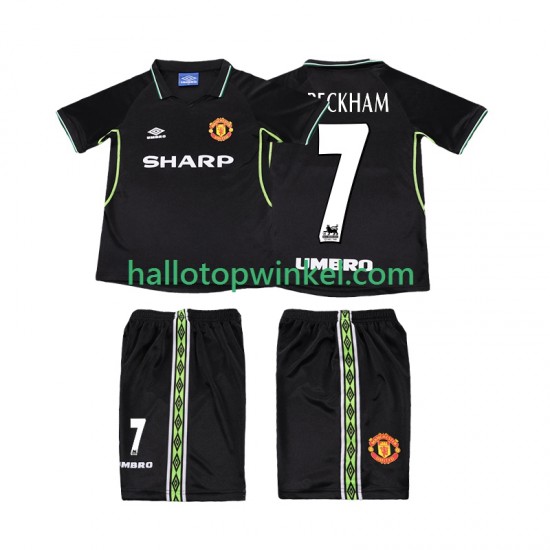 Manchester United Voetbalshirt Beckham 7 1998 Retro Kleuters/Kids Derde Tenue 1999 Korte Mouw