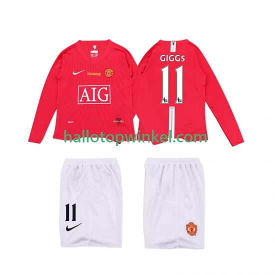 Manchester United Voetbalshirt GIGGS 11 Premier League 2009 Retro Kleuters/Kids Thuis Tenue 2008 Lange Mouw