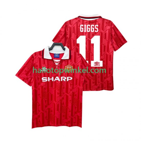 Manchester United Voetbalshirt GIGGS 11 1992 Retro Heren Thuis Tenue 1994 Korte Mouw