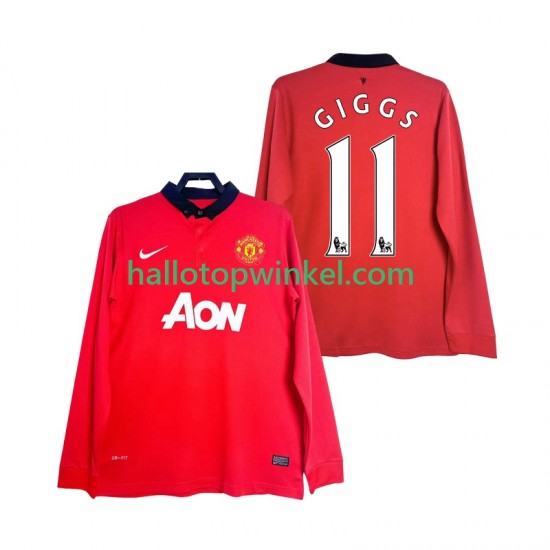 Manchester United Voetbalshirt GIGGS 11 2013 2014 Retro Heren Thuis Tenue Lange Mouw