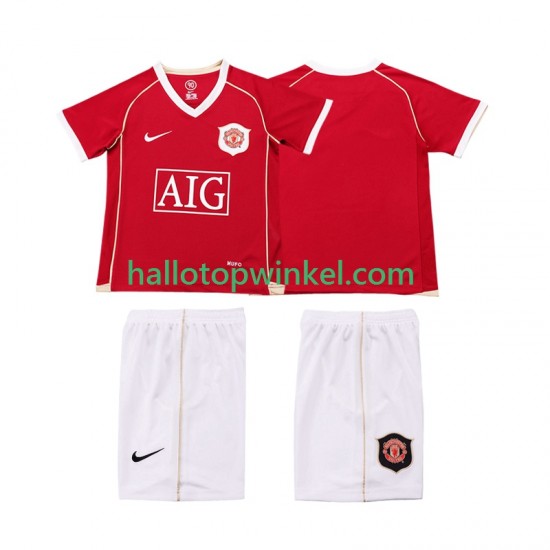 Manchester United Voetbalshirt 2007 Retro Kleuters/Kids Thuis Tenue 2006 Korte Mouw