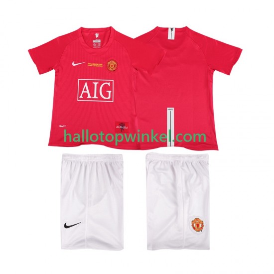 Manchester United Voetbalshirt Champions League 2007 Retro Kleuters/Kids Thuis Tenue 2008 Korte Mouw