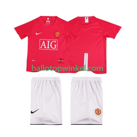 Manchester United Voetbalshirt Premier League 2007 Retro Kleuters/Kids Thuis Tenue 2008 Korte Mouw