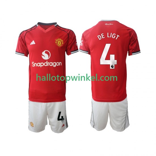 Manchester United Voetbalshirt Matthijs de Ligt 4 Kleuters/Kids Thuis Tenue 2025-2026 Korte Mouw