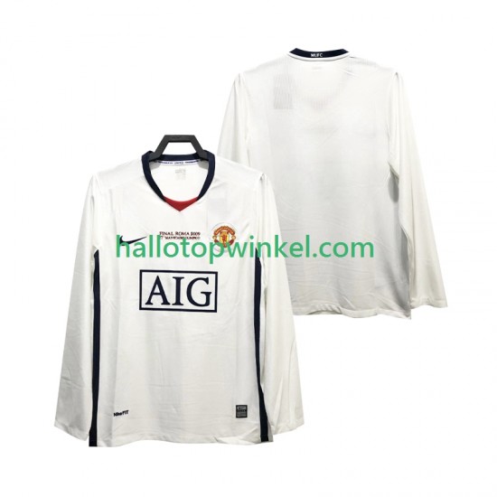 Manchester United Voetbalshirt Champions League 2009 Retro Heren Uit Tenue 2008 Lange Mouw