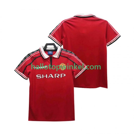 Manchester United Voetbalshirt 1998 Retro Heren Thuis Tenue 1999 Korte Mouw
