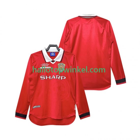 Manchester United Voetbalshirt 2000 Retro Heren Thuis Tenue 1999 Lange Mouw