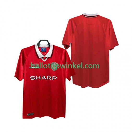 Manchester United Voetbalshirt 2000 Retro Heren Thuis Tenue 1999 Korte Mouw