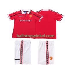 Manchester United Voetbalshirt 1998 Retro Kleuters/Kids Thuis Tenue 1999 Korte Mouw
