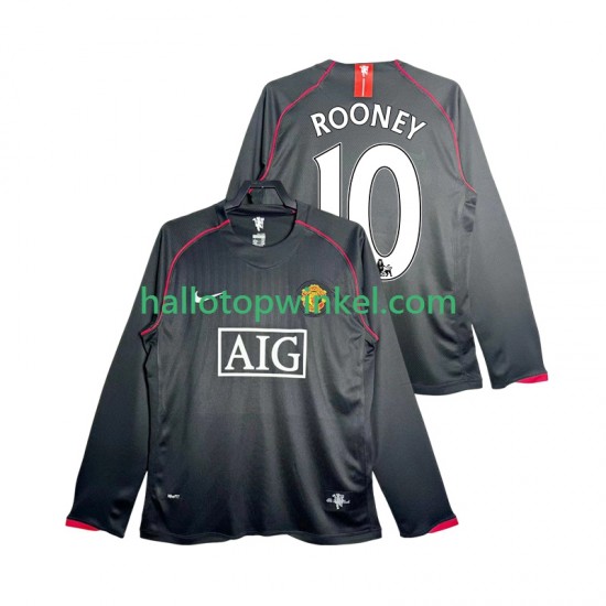 Manchester United Voetbalshirt Rooney 10 2007 Retro Heren Uit Tenue 2008 Lange Mouw