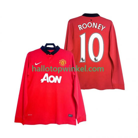 Manchester United Voetbalshirt Rooney 10 2013 2014 Retro Heren Thuis Tenue Lange Mouw