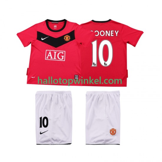 Manchester United Voetbalshirt Rooney 10 2009 Retro Kleuters/Kids Thuis Tenue 2010 Korte Mouw