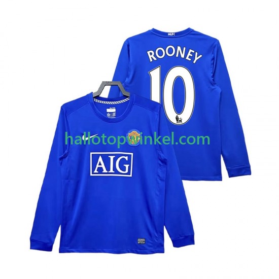 Manchester United Voetbalshirt Rooney 10 2009 Retro Heren Derde Tenue 2008 Lange Mouw