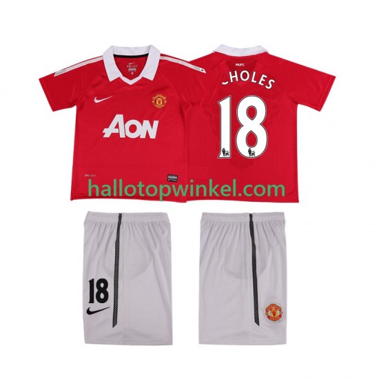 Manchester United Voetbalshirt SCHOLES 18 Retro Kleuters/Kids Thuis Tenue 2011 2010 Korte Mouw